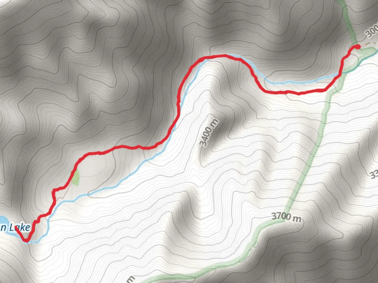 An image depicting the trail Megan Lake via North Taylor Trail and its surrounding area.