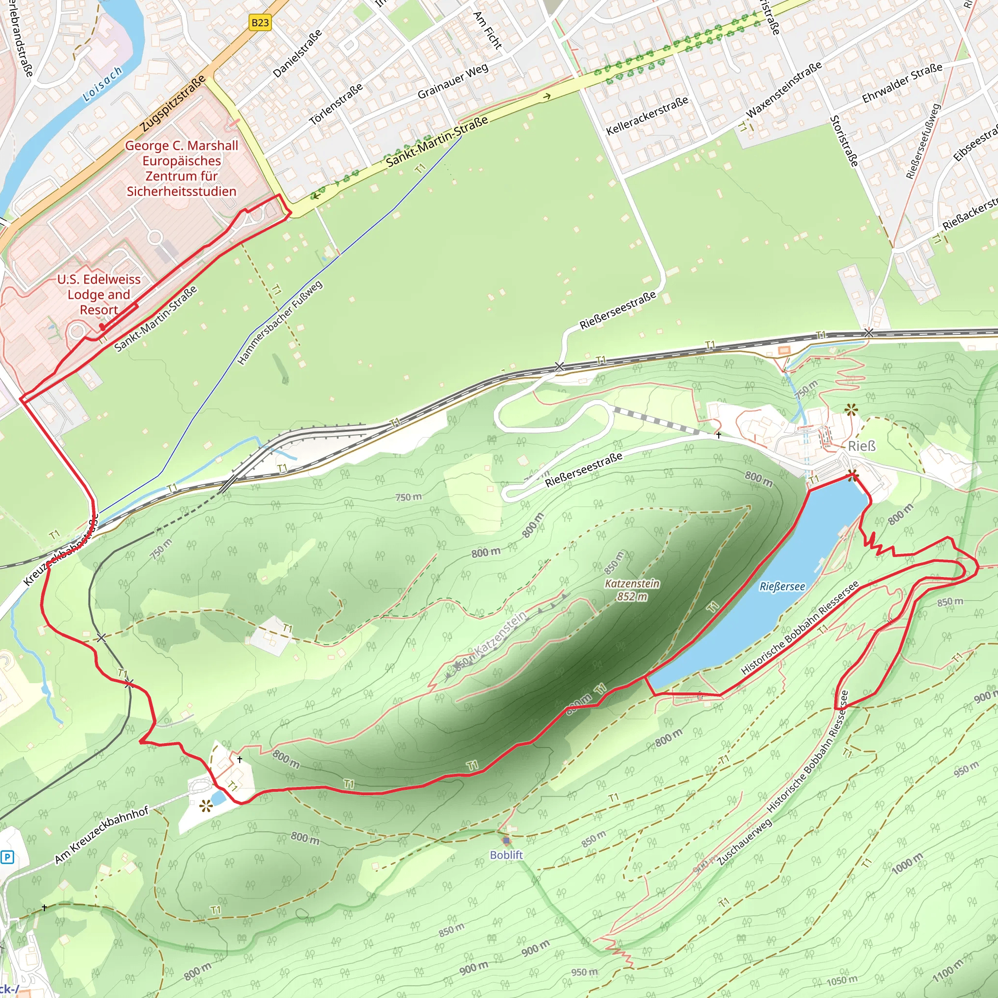 Rießersee Loop via Historische Bobbahn Riessersee mobile static map
