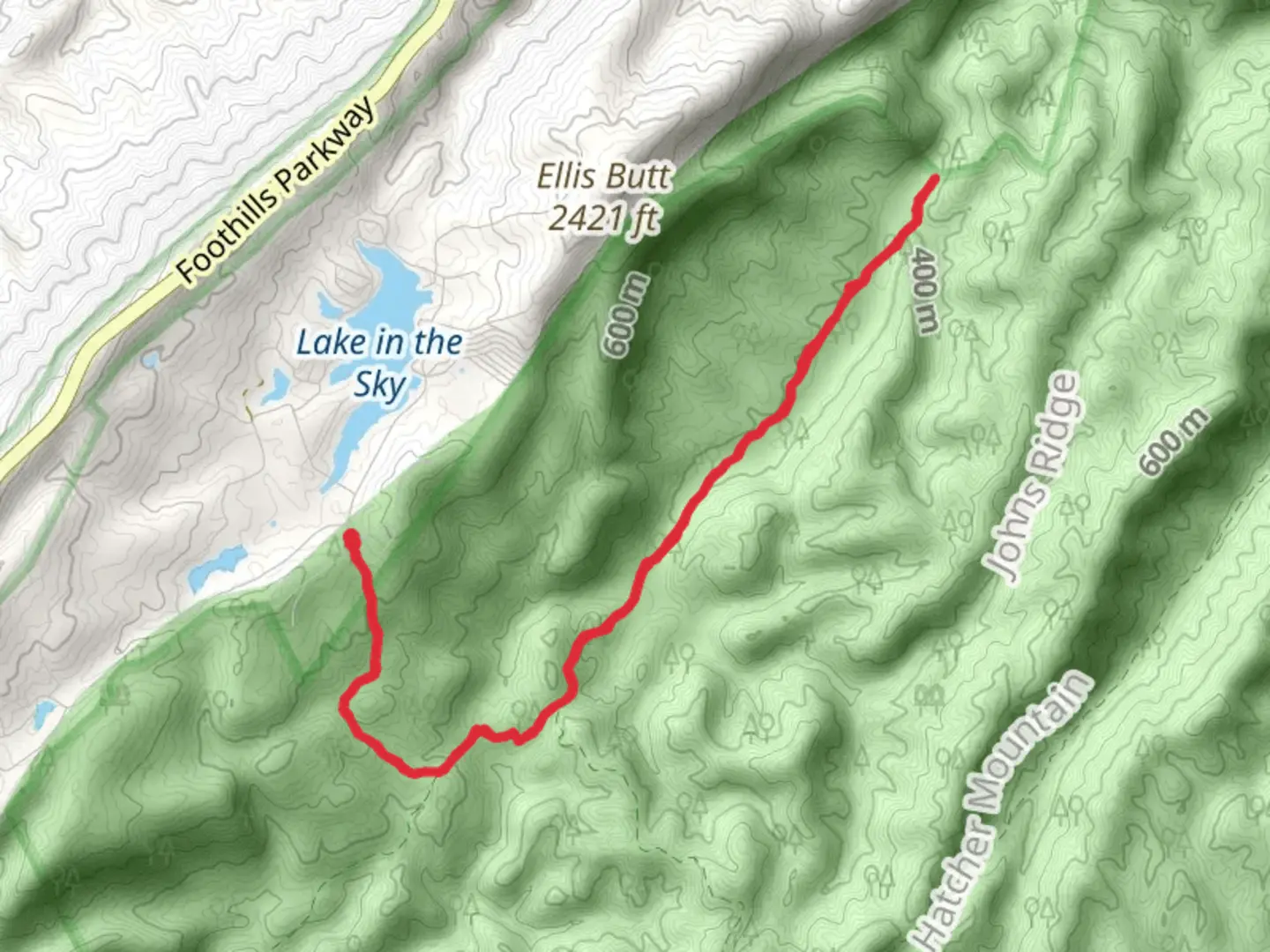 An image depicting the trail Gold Mine and Cane Creek Trail and its surrounding area.