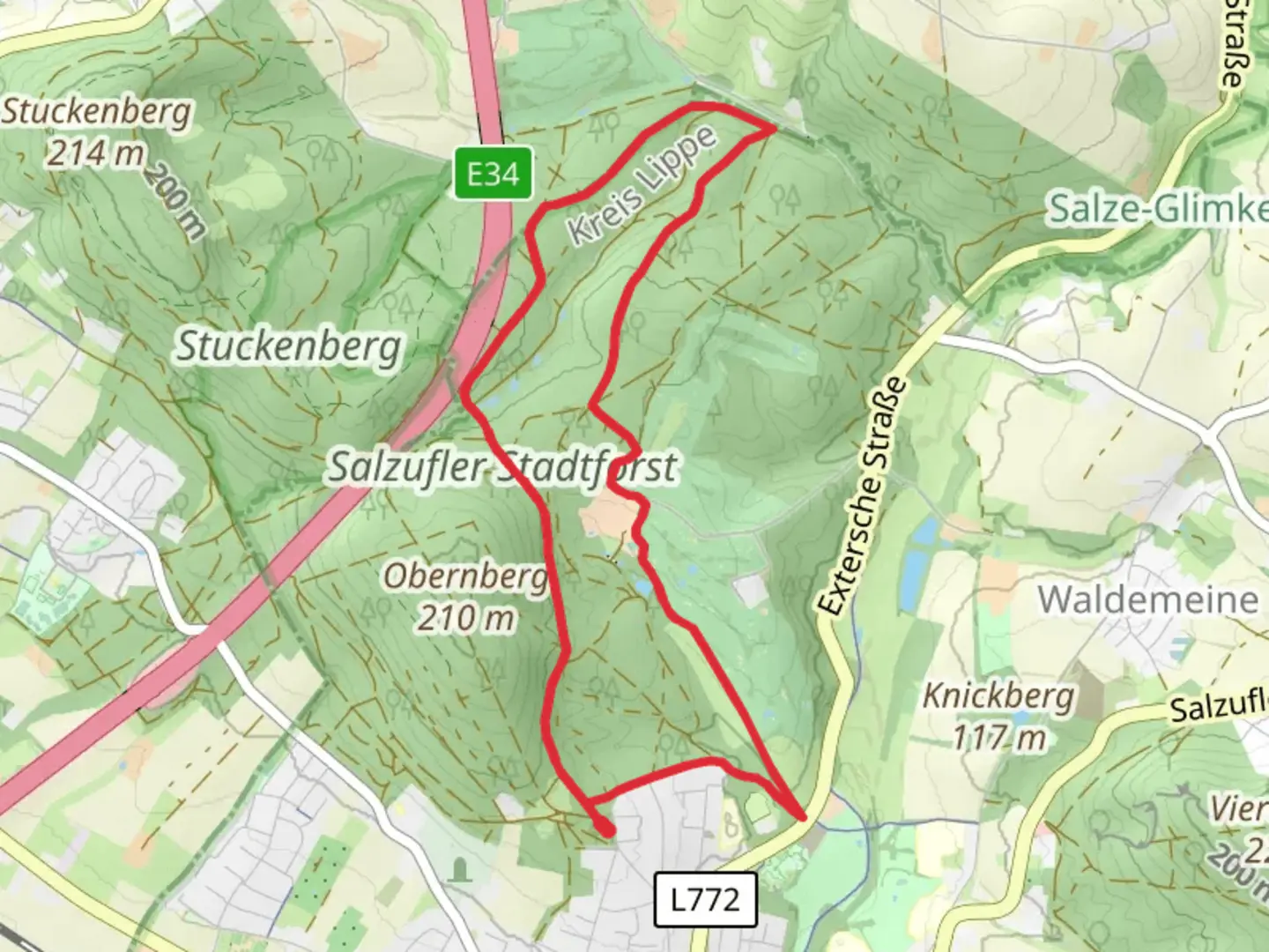 An image depicting the trail Bad Salzuflen Rundweg 4 and its surrounding area.
