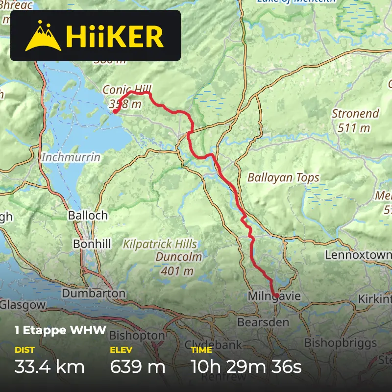 A map preview of the recording 1 Etappe WHW.