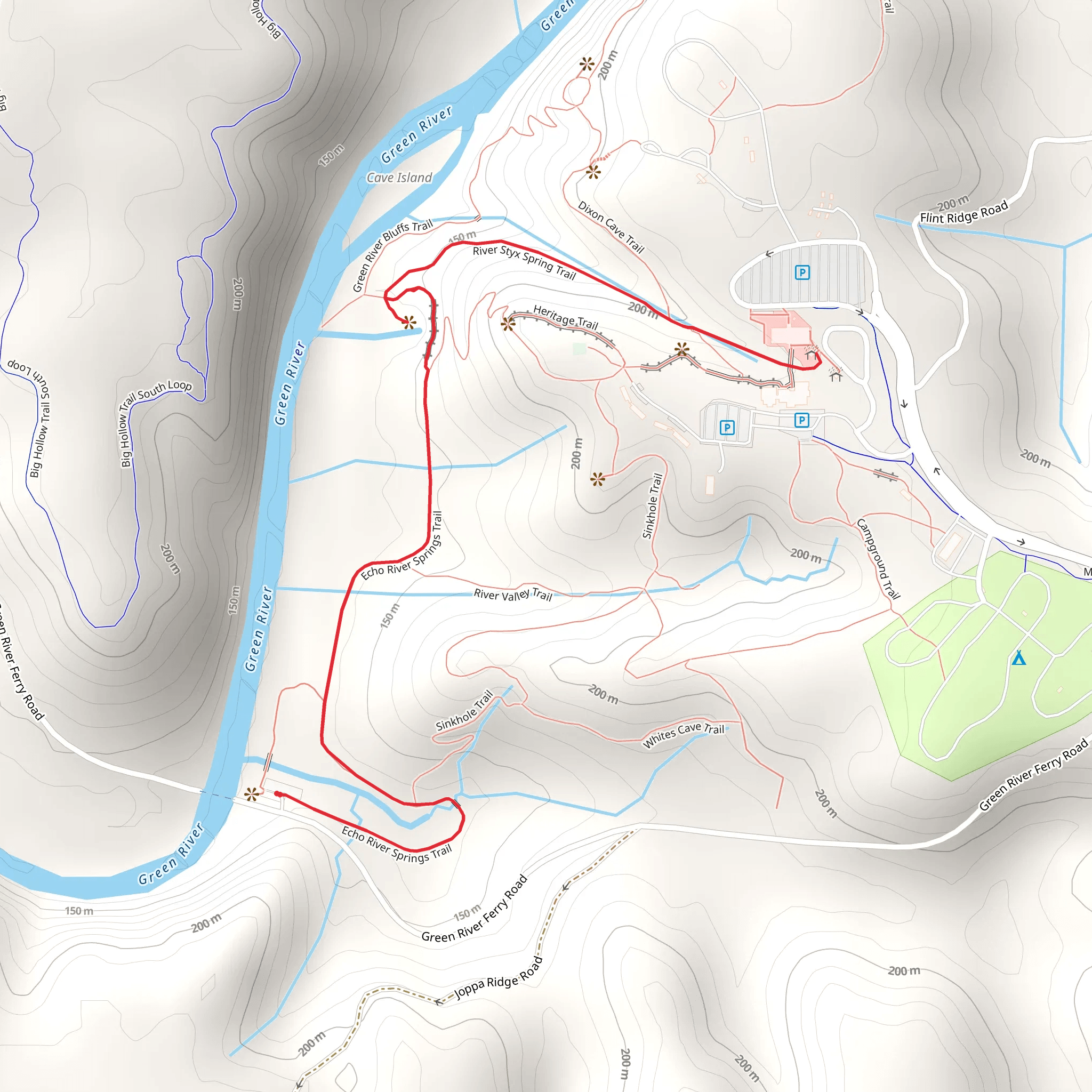 River Styx and Echo River Spring Trail mobile static map