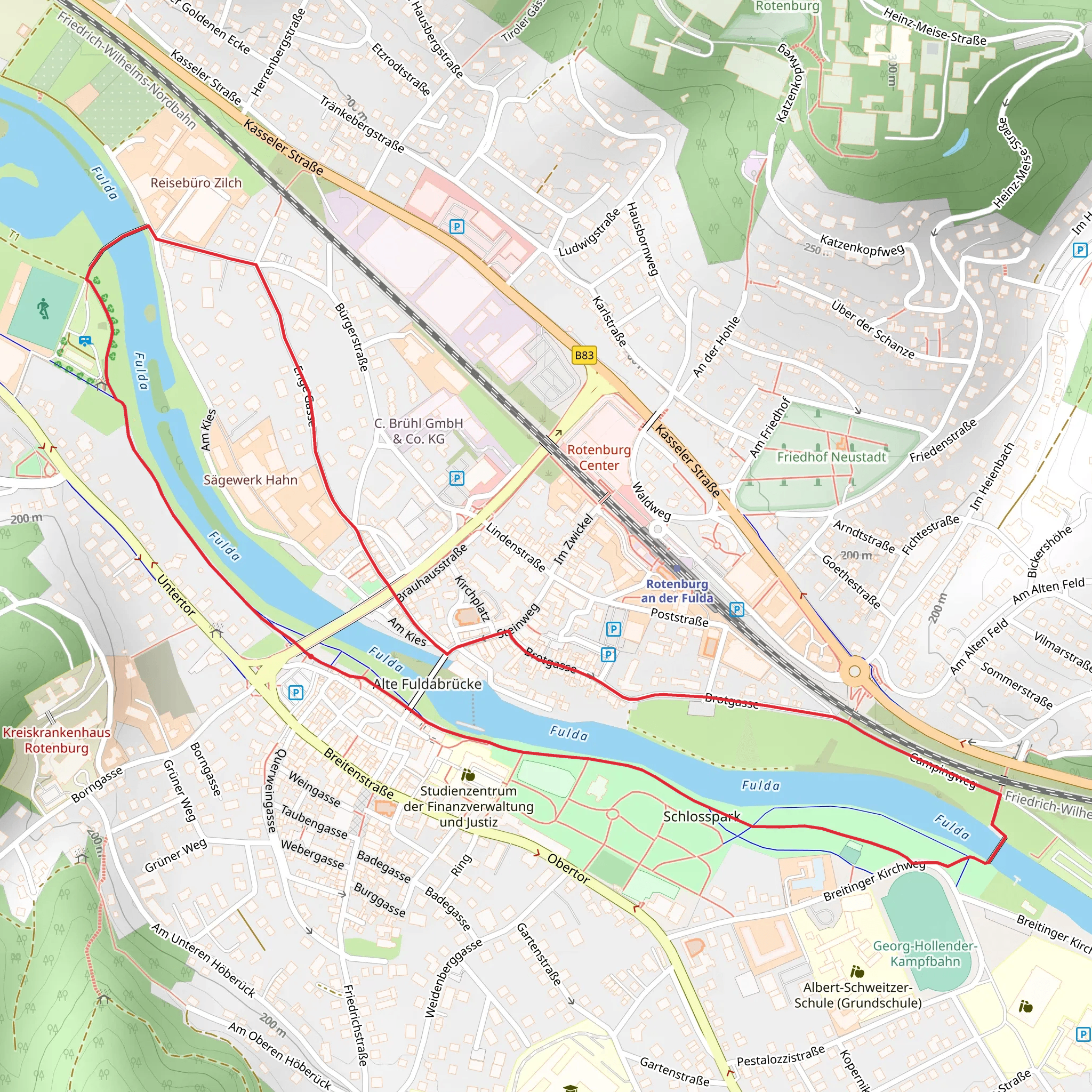 Fuldawehr Rotenburg, Alte Schleuse and River Fulda Loop mobile static map