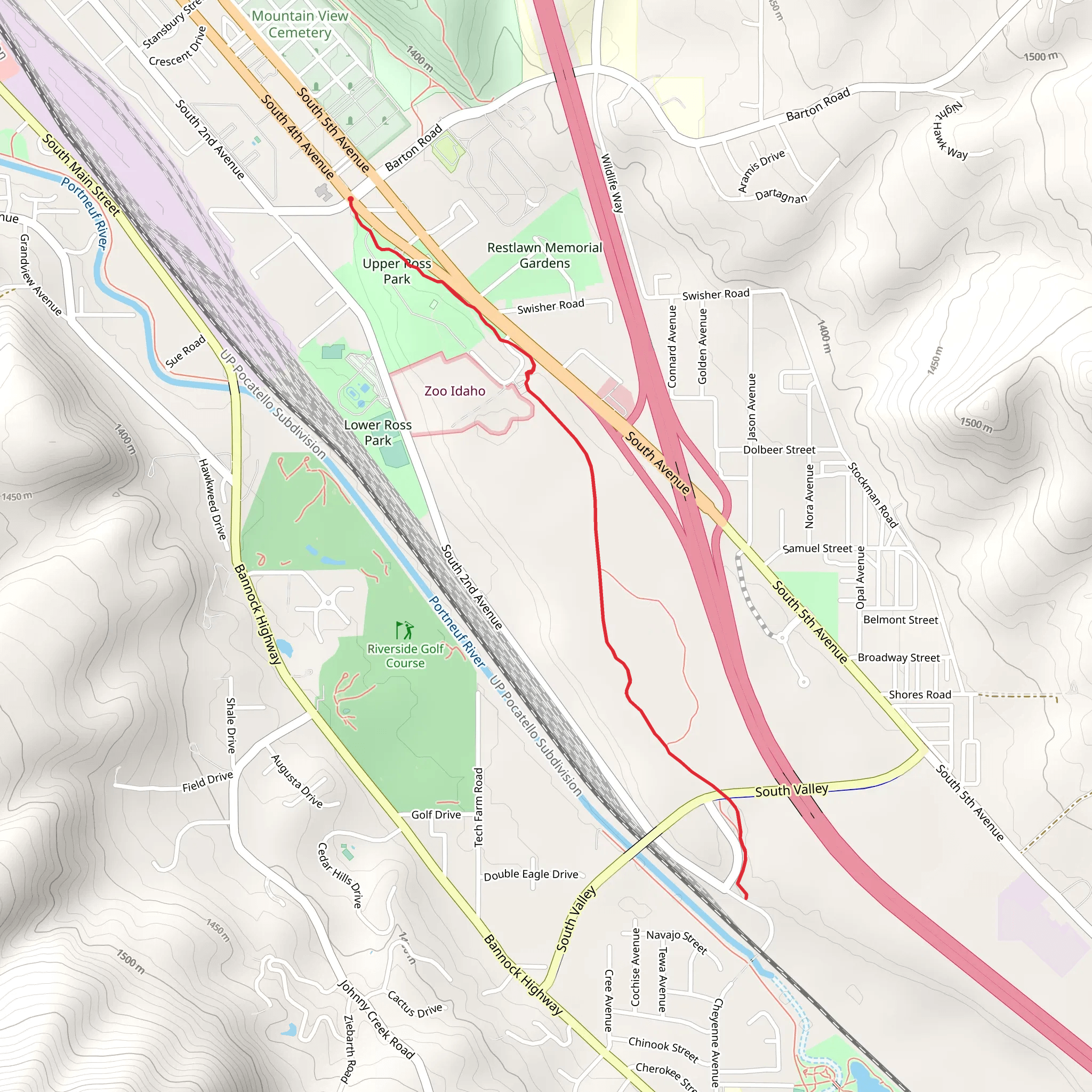 South 4th Avenue Out and Back mobile static map