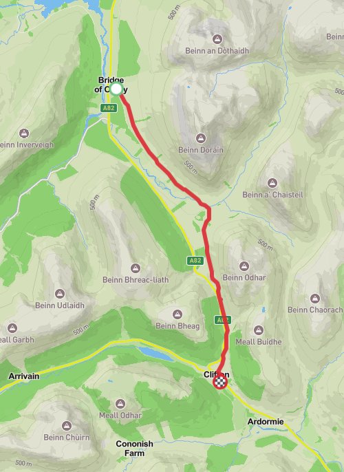 A map preview of the recording Bridge of Orchy to Tyndrum .