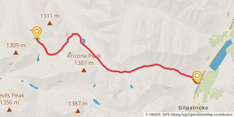 Resurrection Pass Trail spur 1 Map
