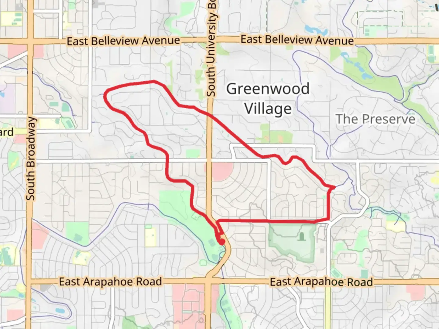 An image depicting the trail High Line Canal and Centennial Link Trail and its surrounding area.
