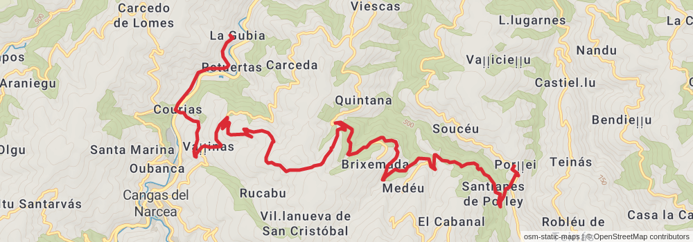 GR 109 Interior Asturias stage 25 Map
