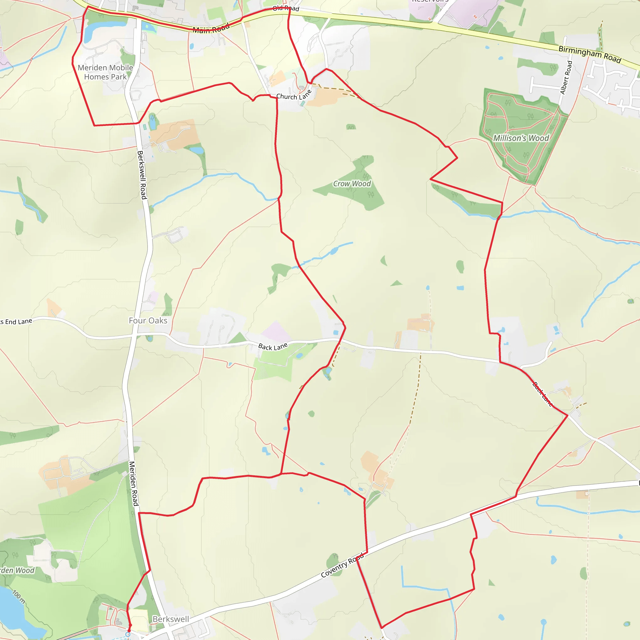 Berkswell Circular Walk mobile static map