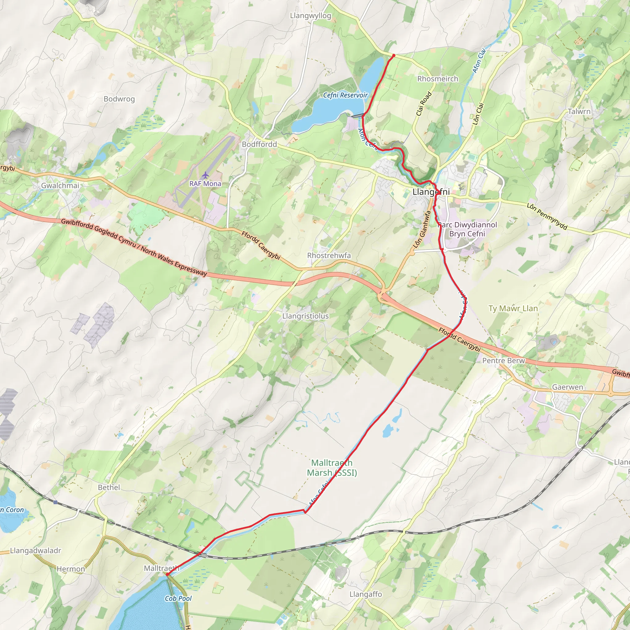 Lon Las Cefni Walk mobile static map