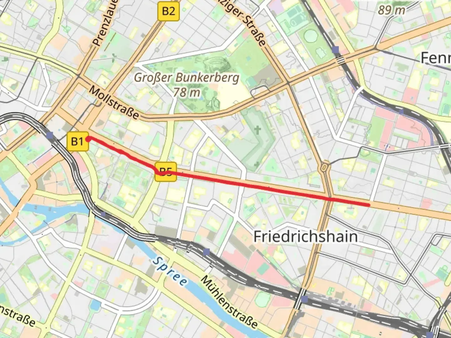 An image depicting the trail Alexanderplatz Out and Back and its surrounding area.