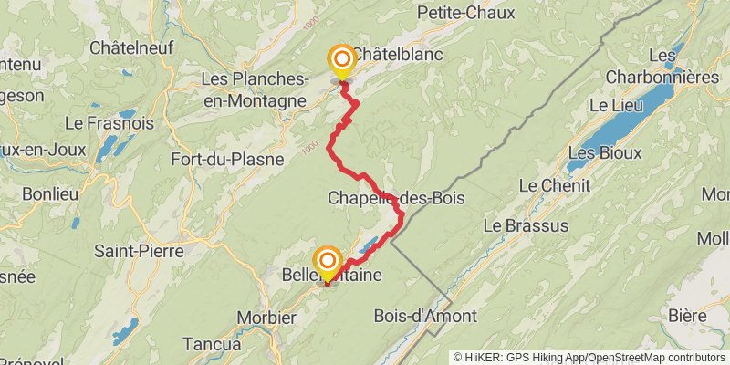GR 509 - GTJ la Grande Traversée du Jura stage 14 Map