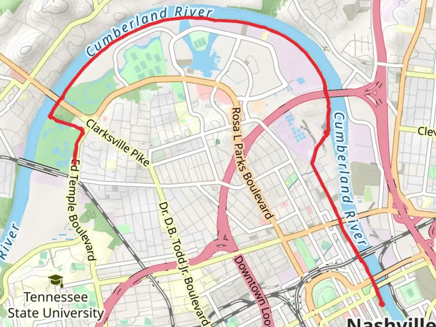 An image depicting the trail MetroCenter Levee Greenway and its surrounding area.