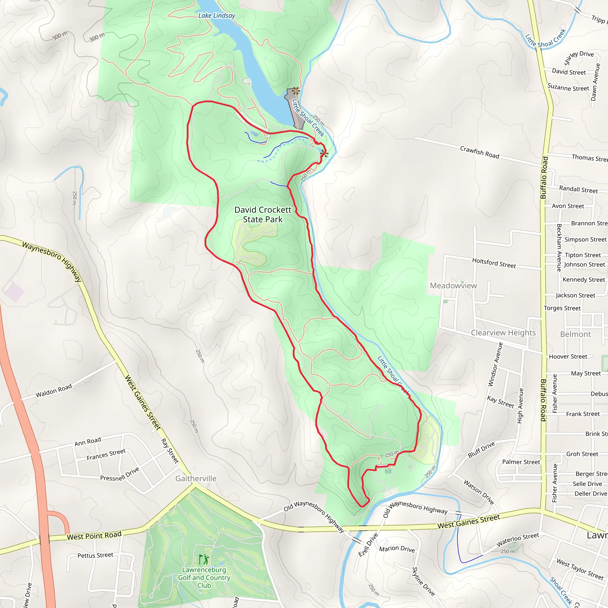 Shoal Creek Loop Trail mobile static map