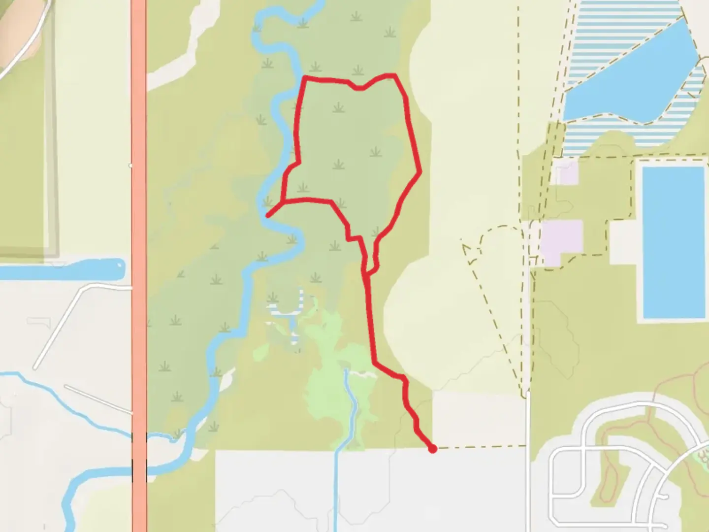 An image depicting the trail Johnson Lane North Loop and its surrounding area.