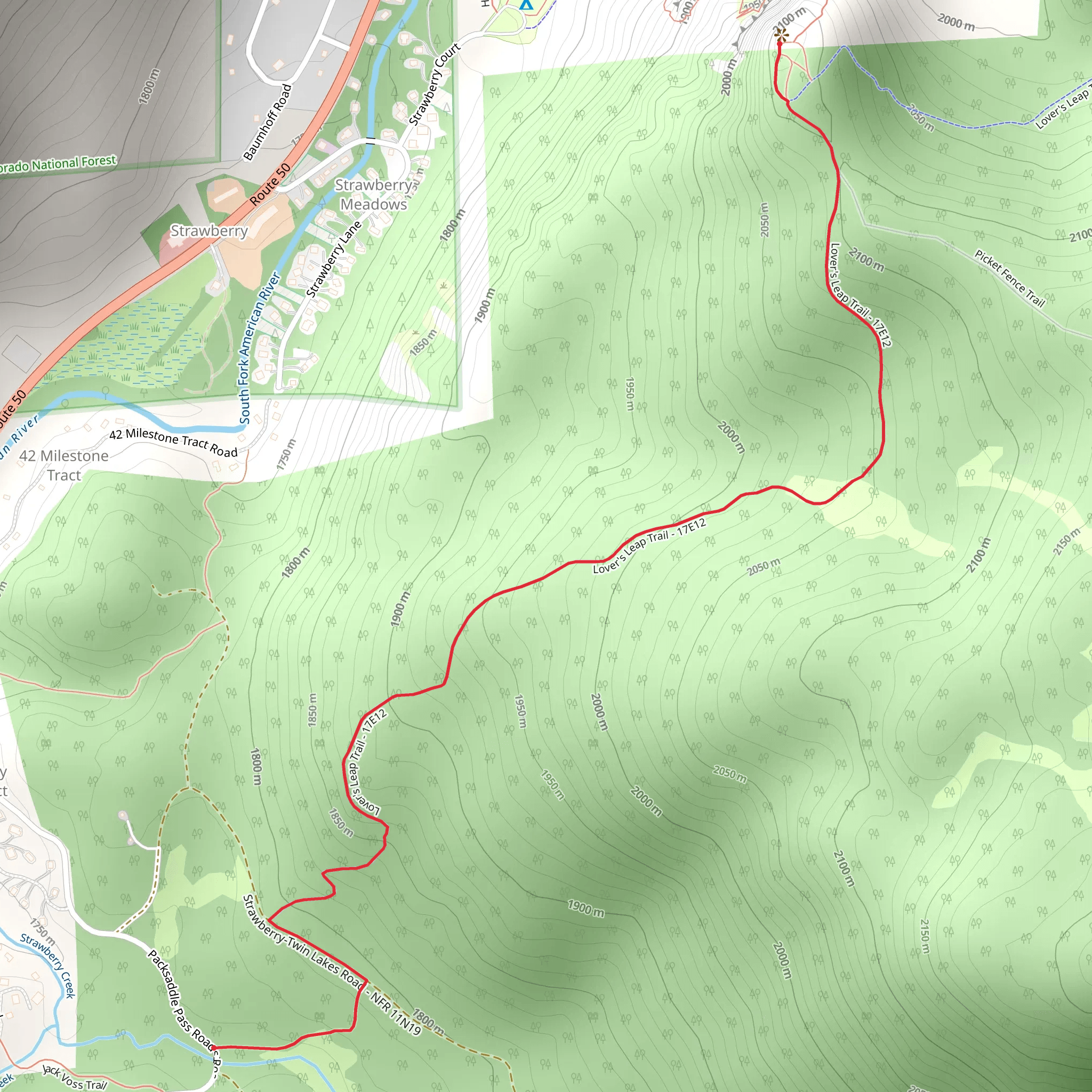 Lover's Leap Trail from Packsaddle Pass Road mobile static map