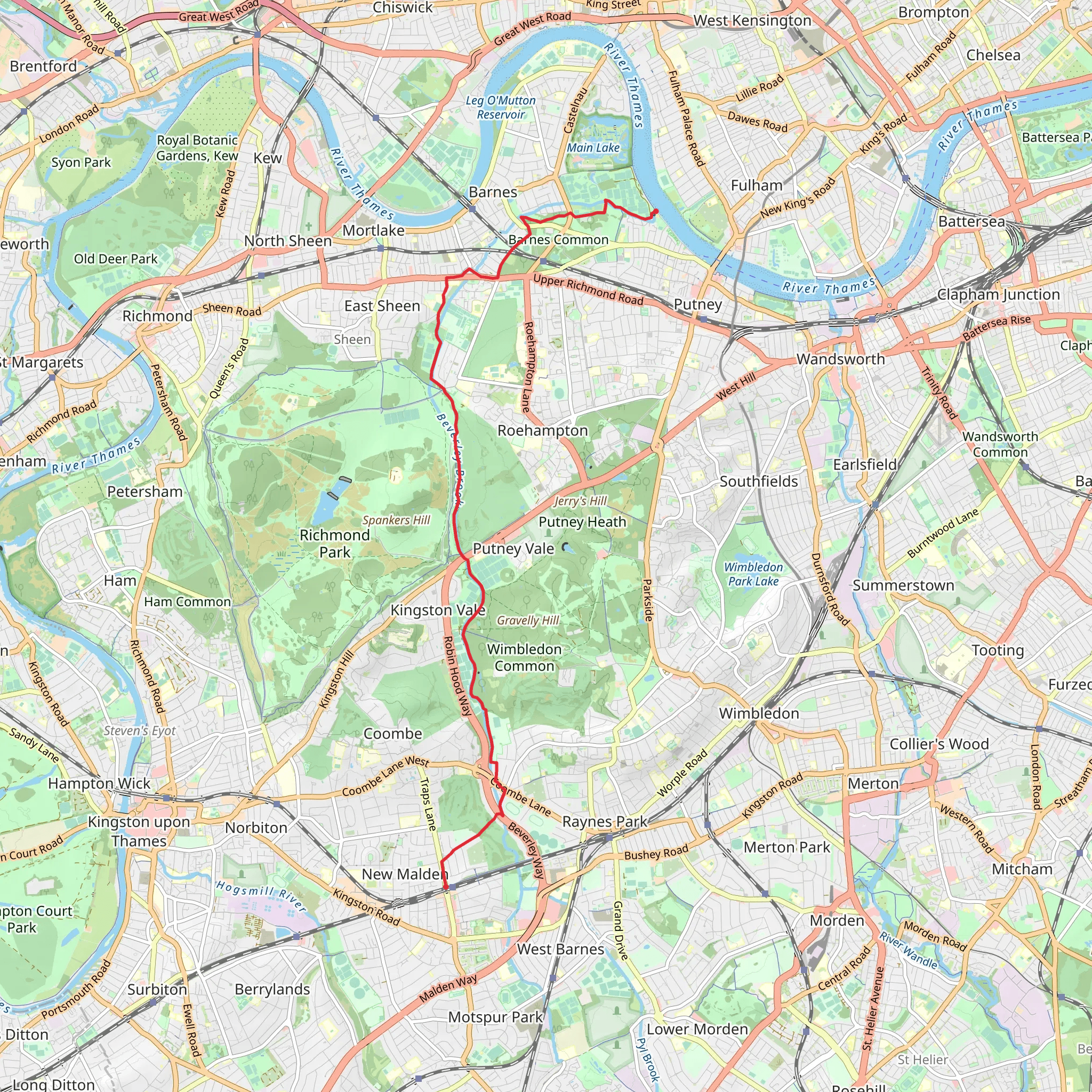 Beverley Brook Walk mobile static map
