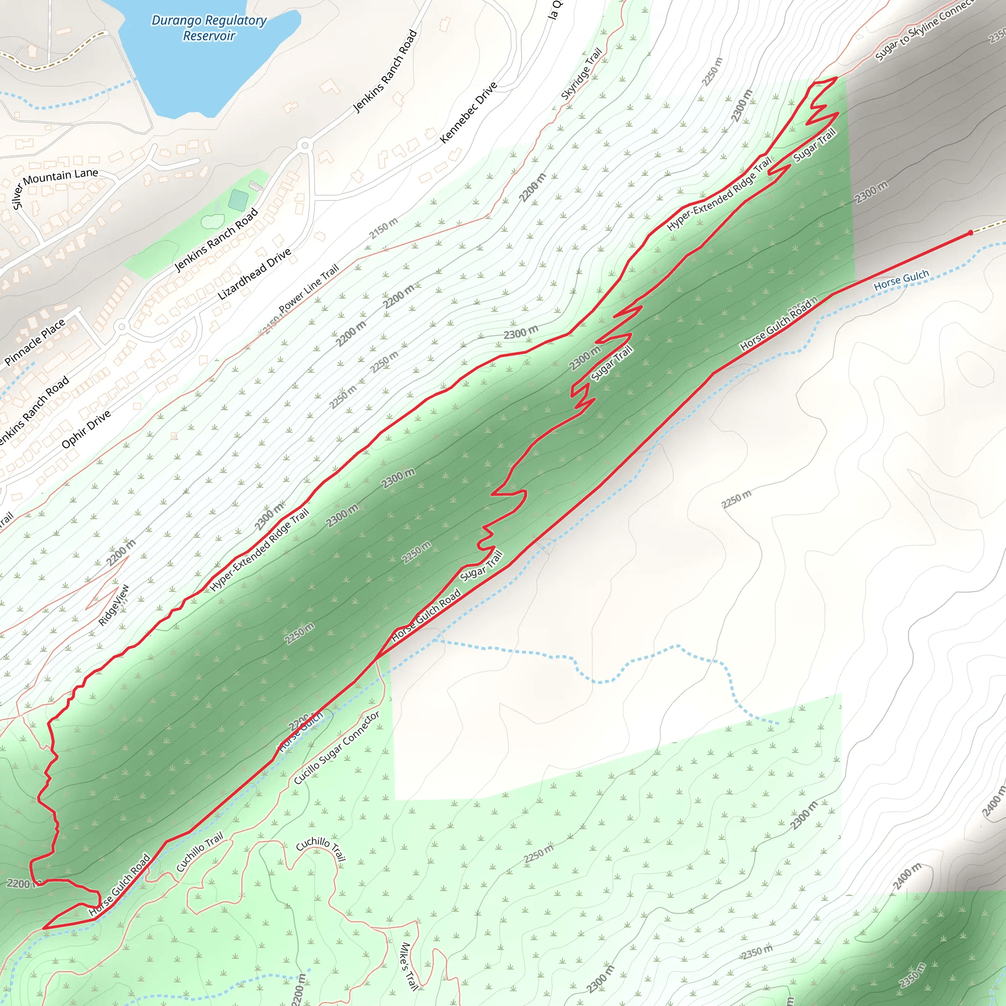 Horse Gulch Road and Hyper-Extended Ridge Trail mobile static map