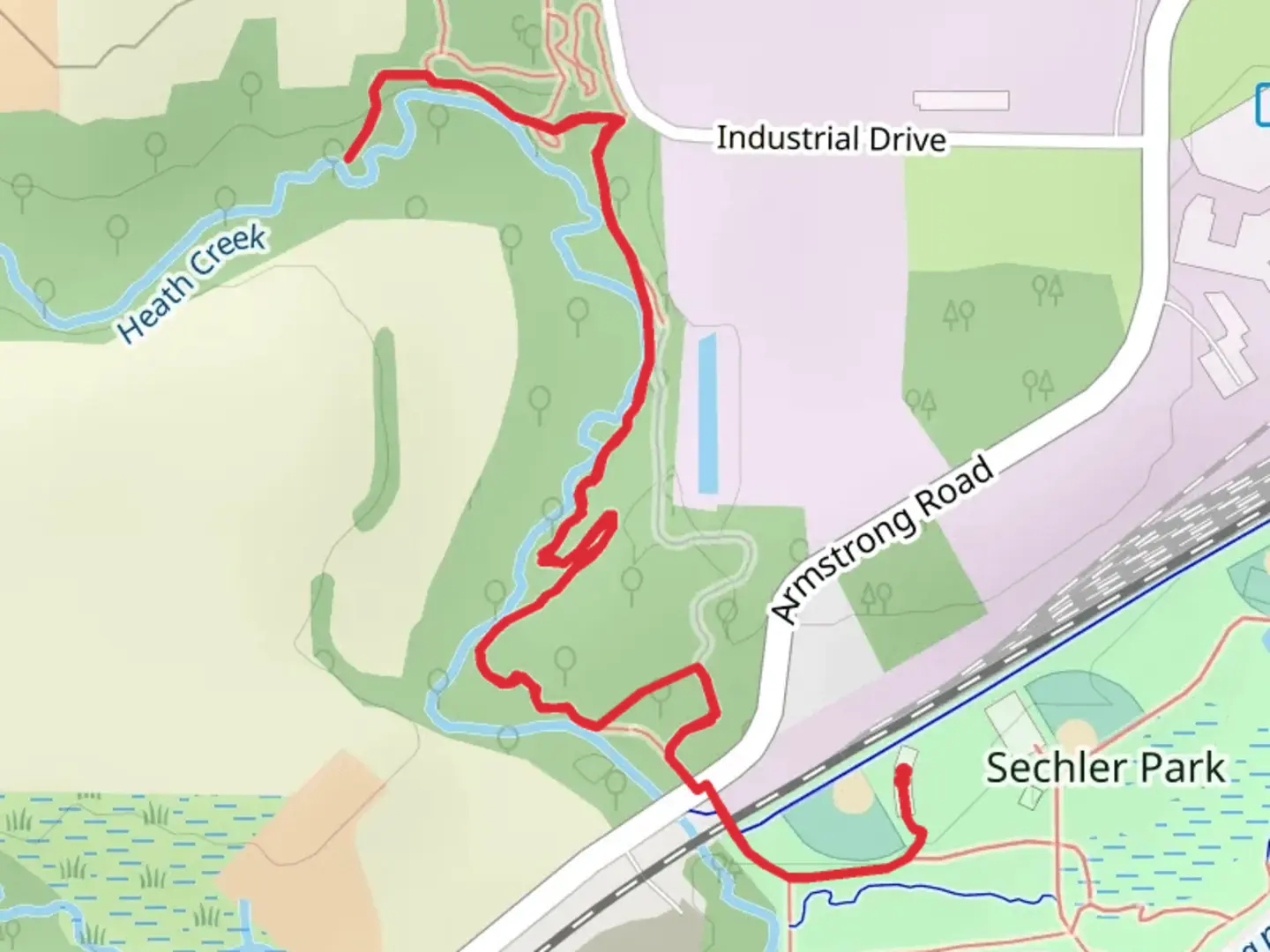 An image depicting the trail Heath Creek Trail and its surrounding area.