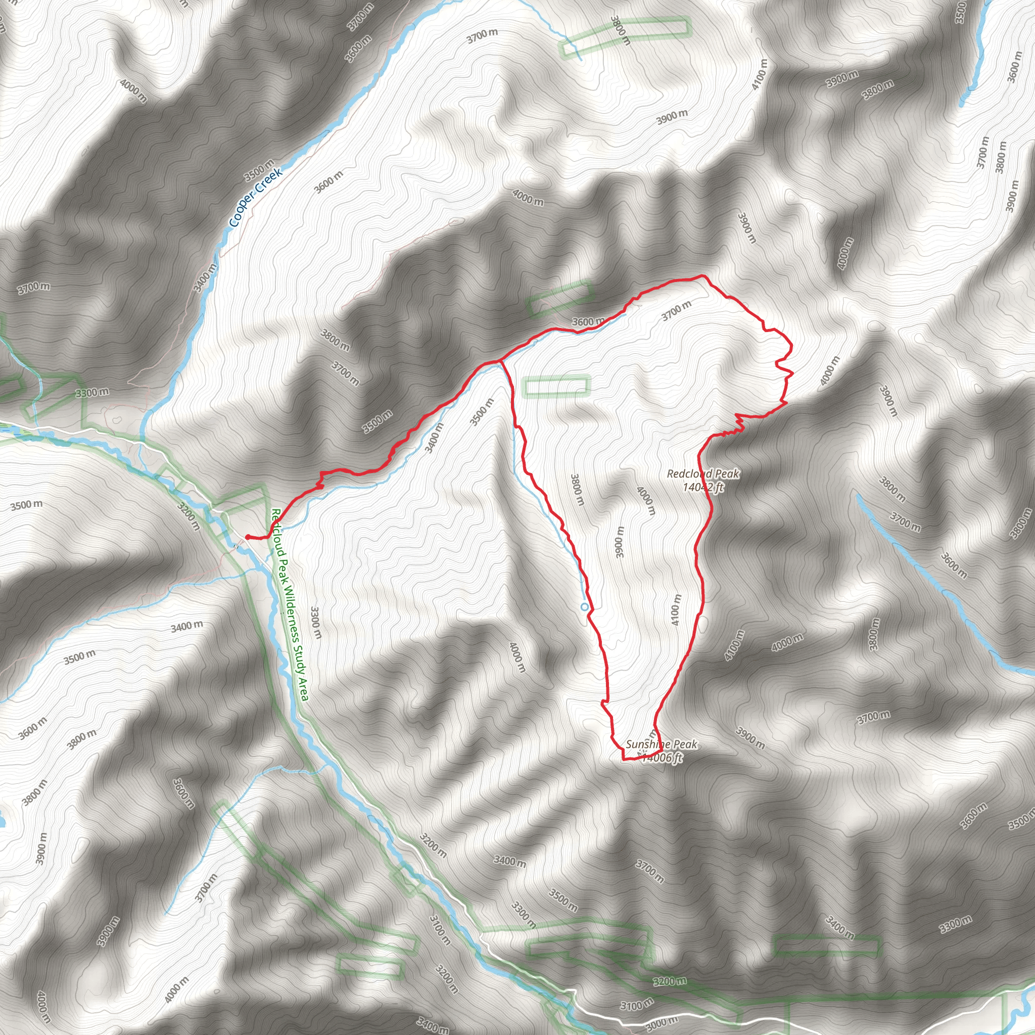 Redcloud Peak and Sunshine Peak Trail mobile static map