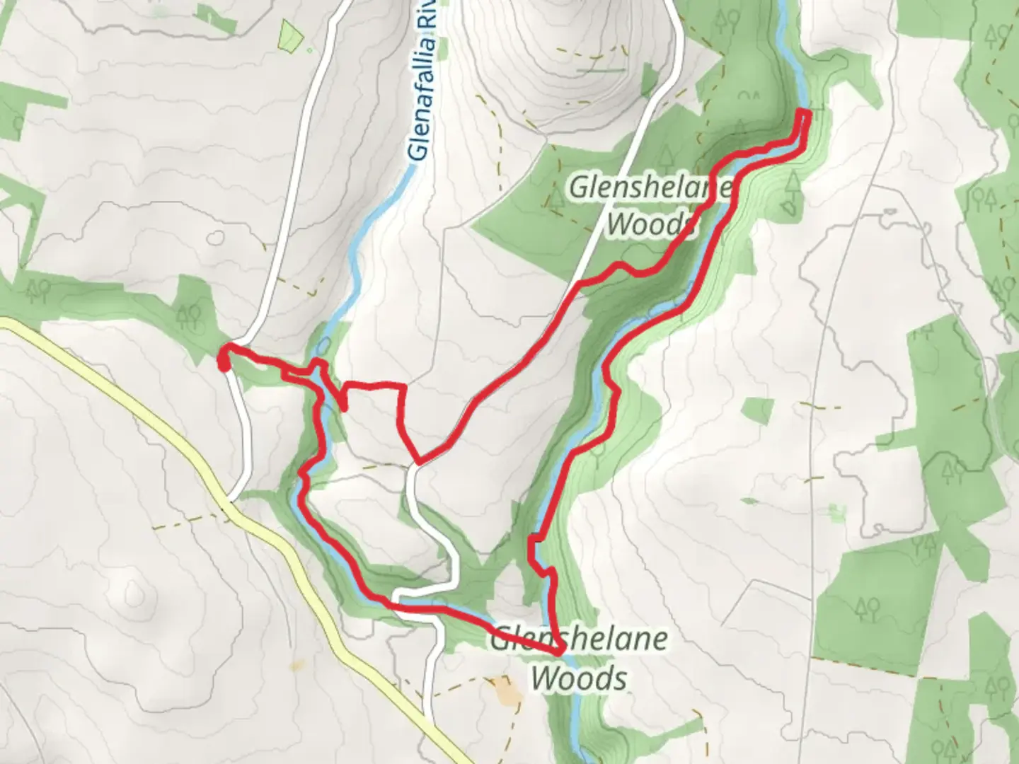 An image depicting the trail Glenshelane Forest Trail and its surrounding area.