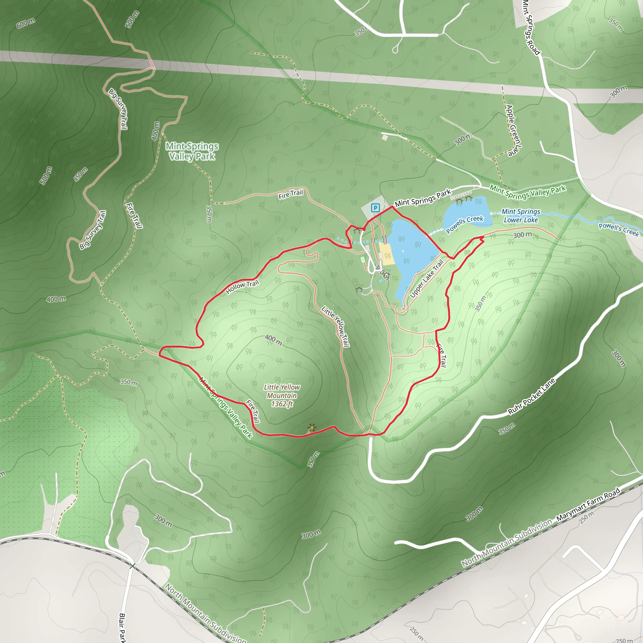 Little Yellow Mountain and Mint Springs Upper Lake Loop mobile static map