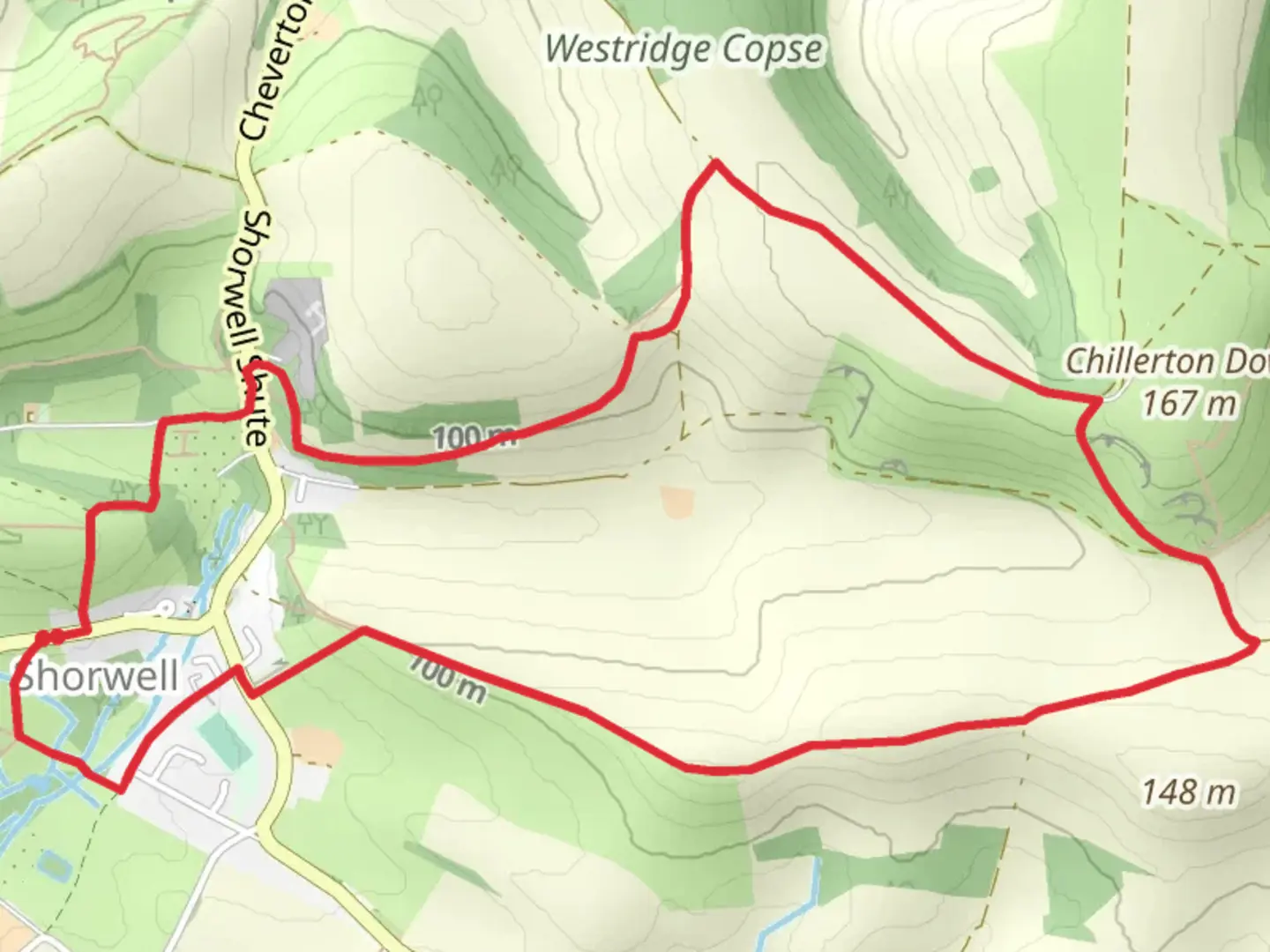An image depicting the trail Shorwell Loop and its surrounding area.