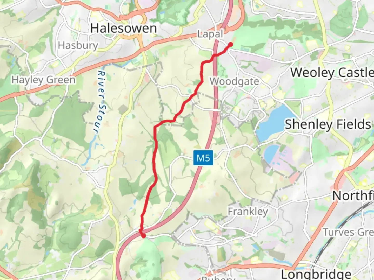 An image depicting the trail Cooper's Wood and Twiland Wood via Monarch's Way and its surrounding area.