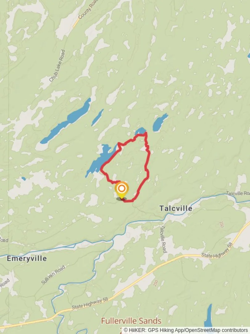 An image depicting the trail Huckleberry Lake and Moon Lake Loop via Ames Road and its surrounding area.