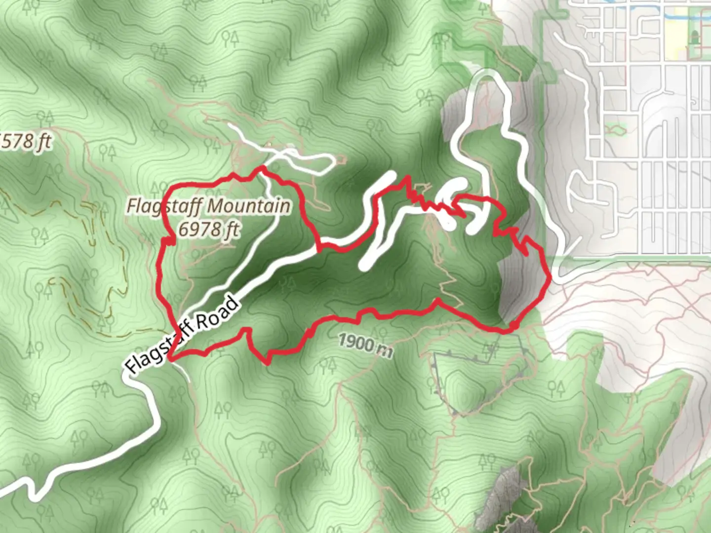 An image depicting the trail Gregory Canyon Trail, Range View Trail and Flagstaff Trail Loop and its surrounding area.