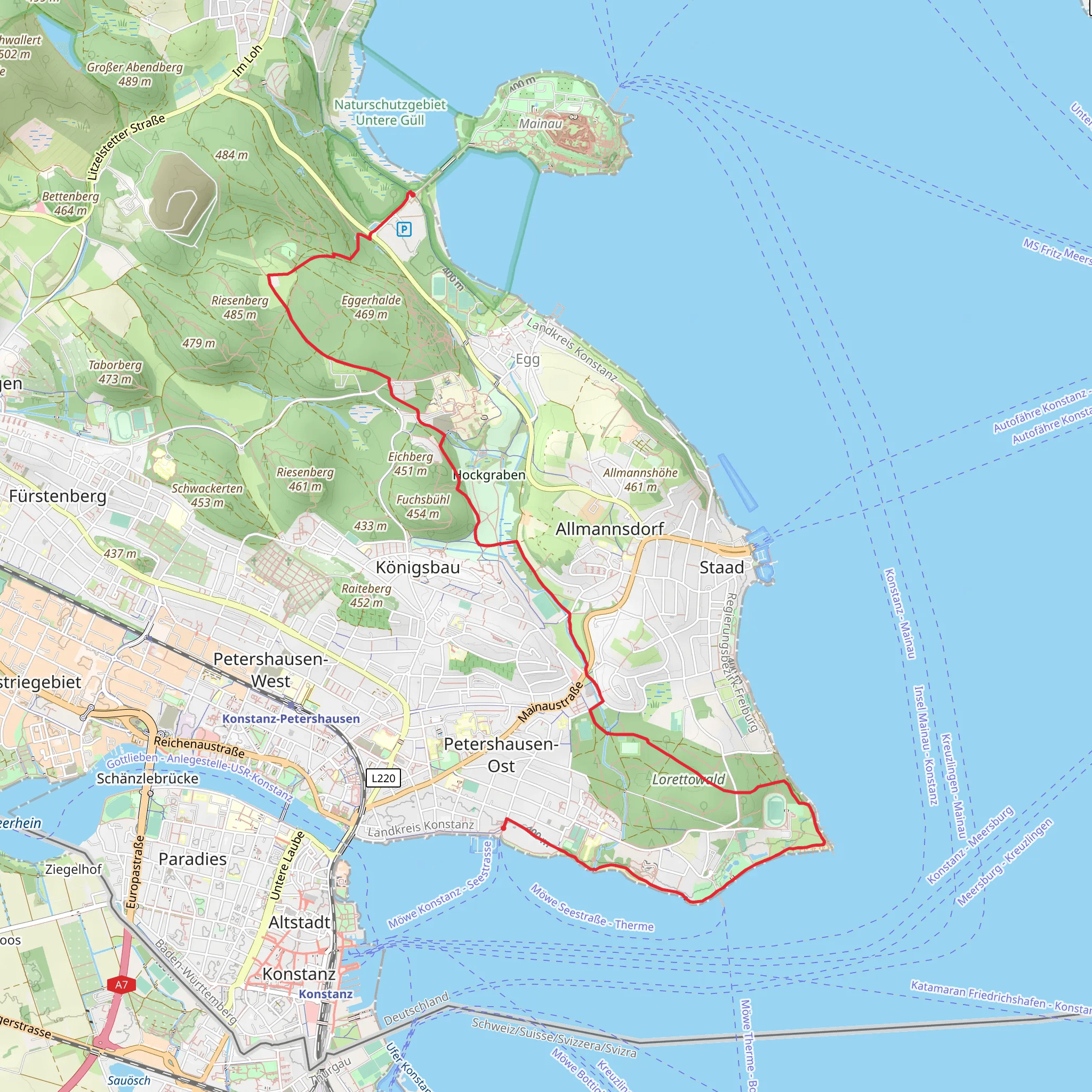 Mainau to Petershausenost Walk mobile static map