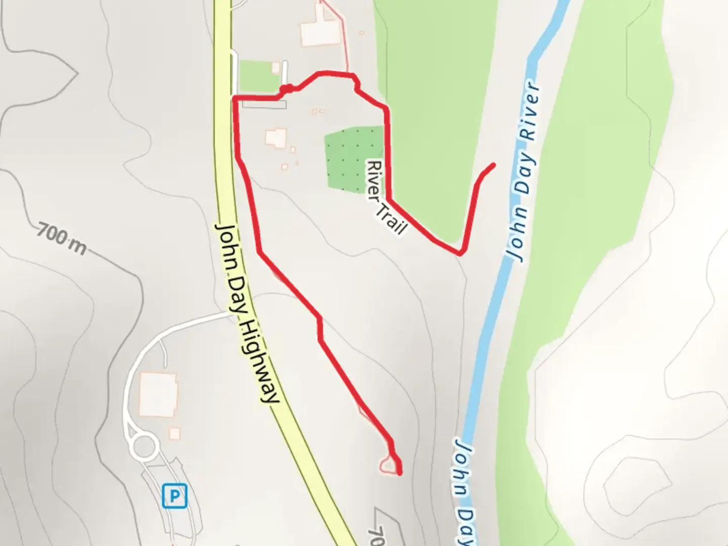 An image depicting the trail River Trail and Sheep Rock Overlook Trail and its surrounding area.