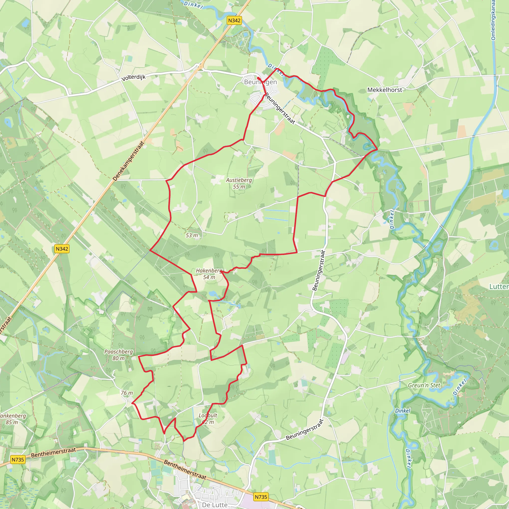 Hakenberg, Roorderheurne and De Hooge Lutte Loop mobile static map