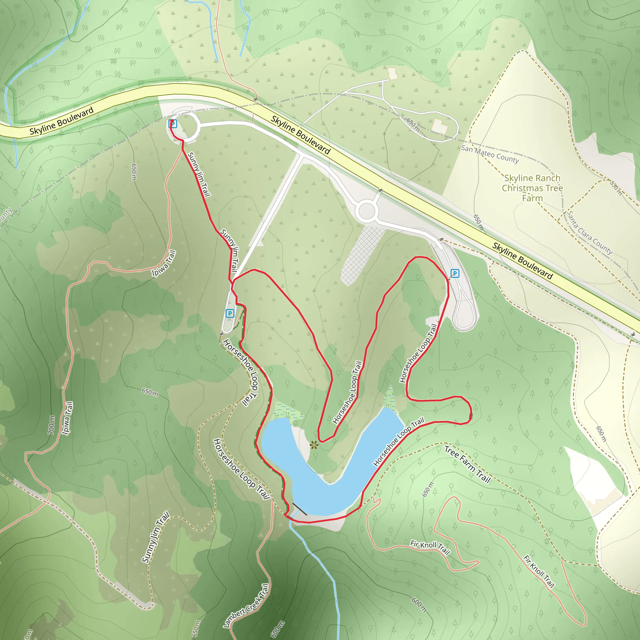 Horseshoe Lake Loop mobile static map