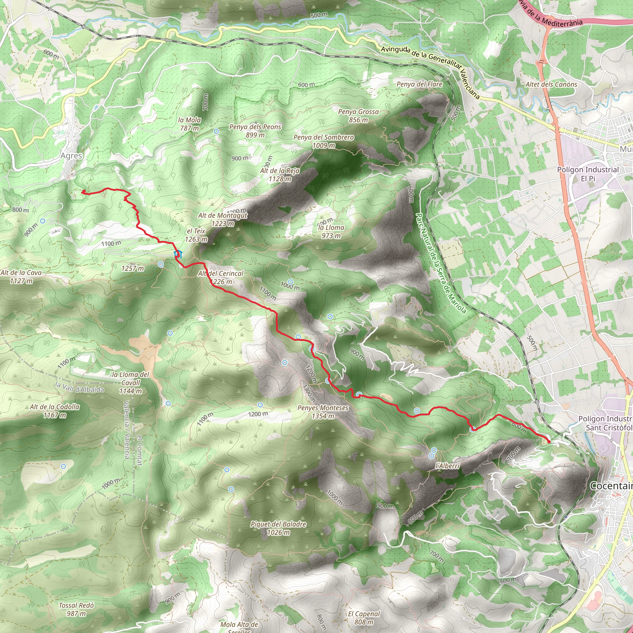 Path of Agres - Cocentaina PR CV 027 mobile static map