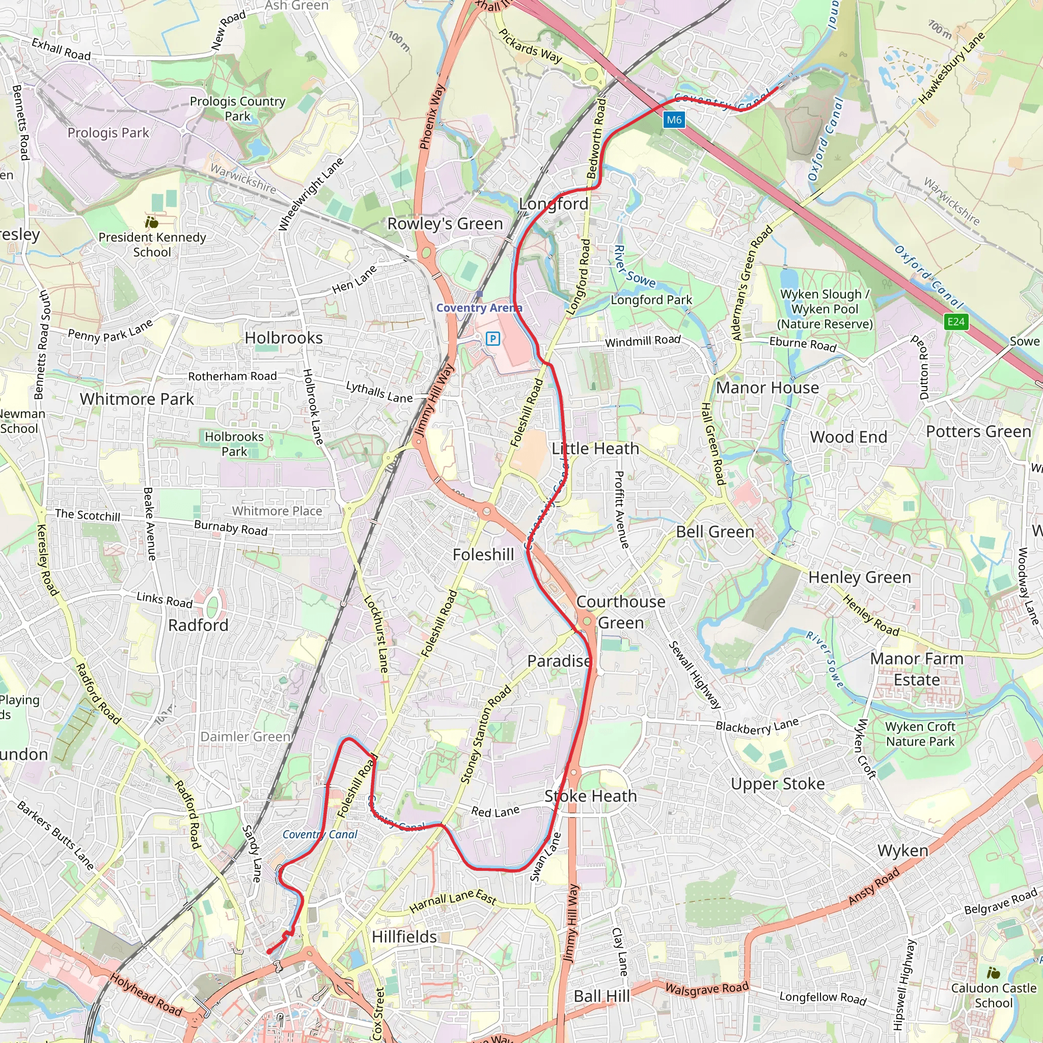 Coventry Canal Walk mobile static map