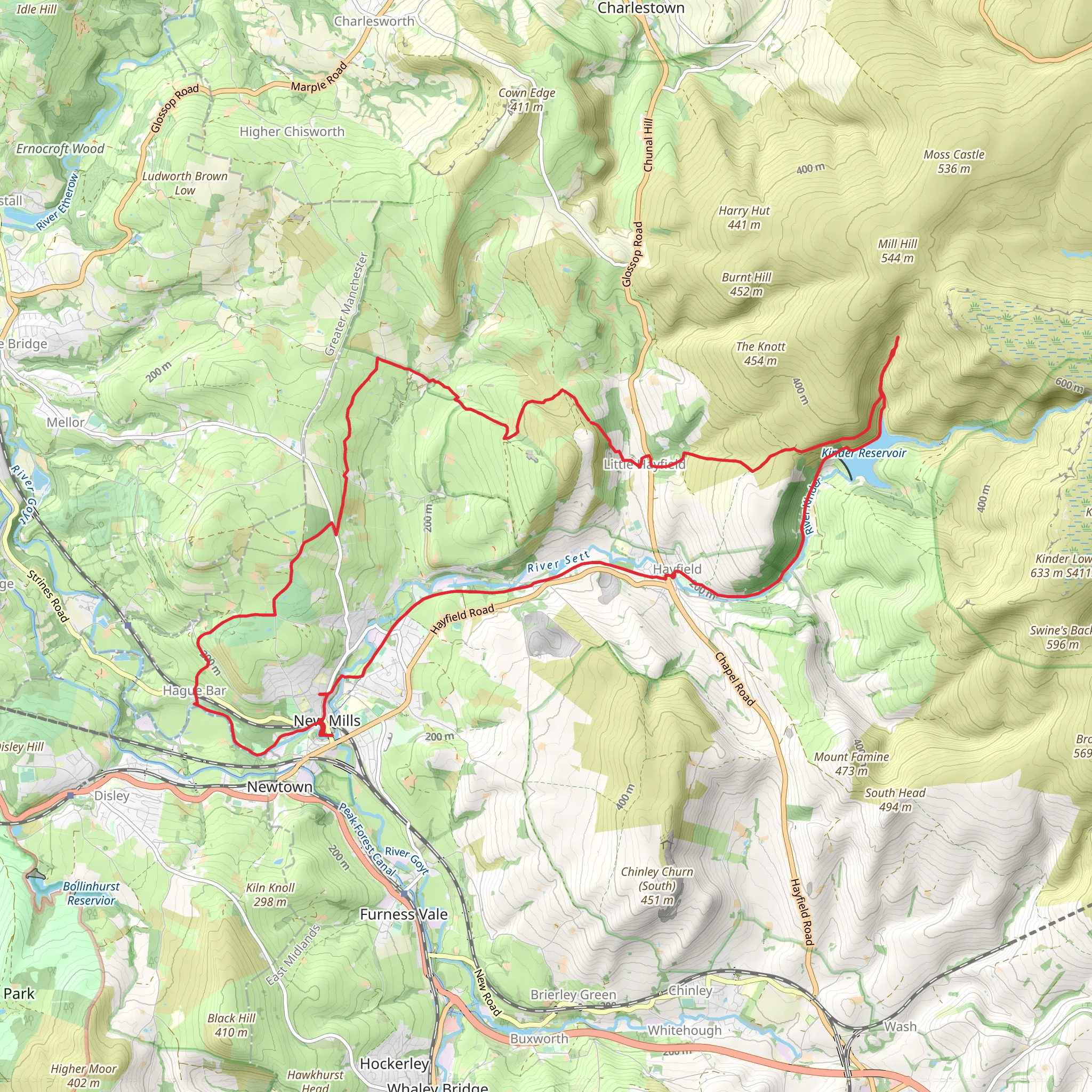 Kinder Trespass Anniversary Walk mobile static map