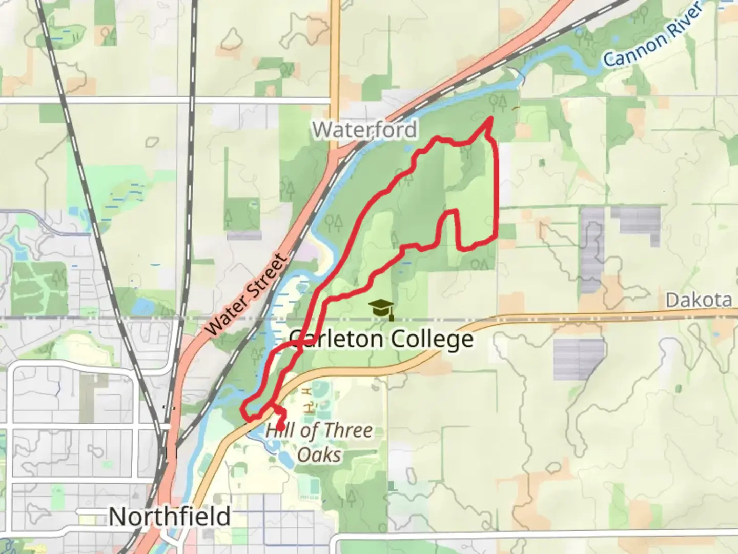 An image depicting the trail Umbanhowar Knob and Carleton Arboretum Loop Trail and its surrounding area.