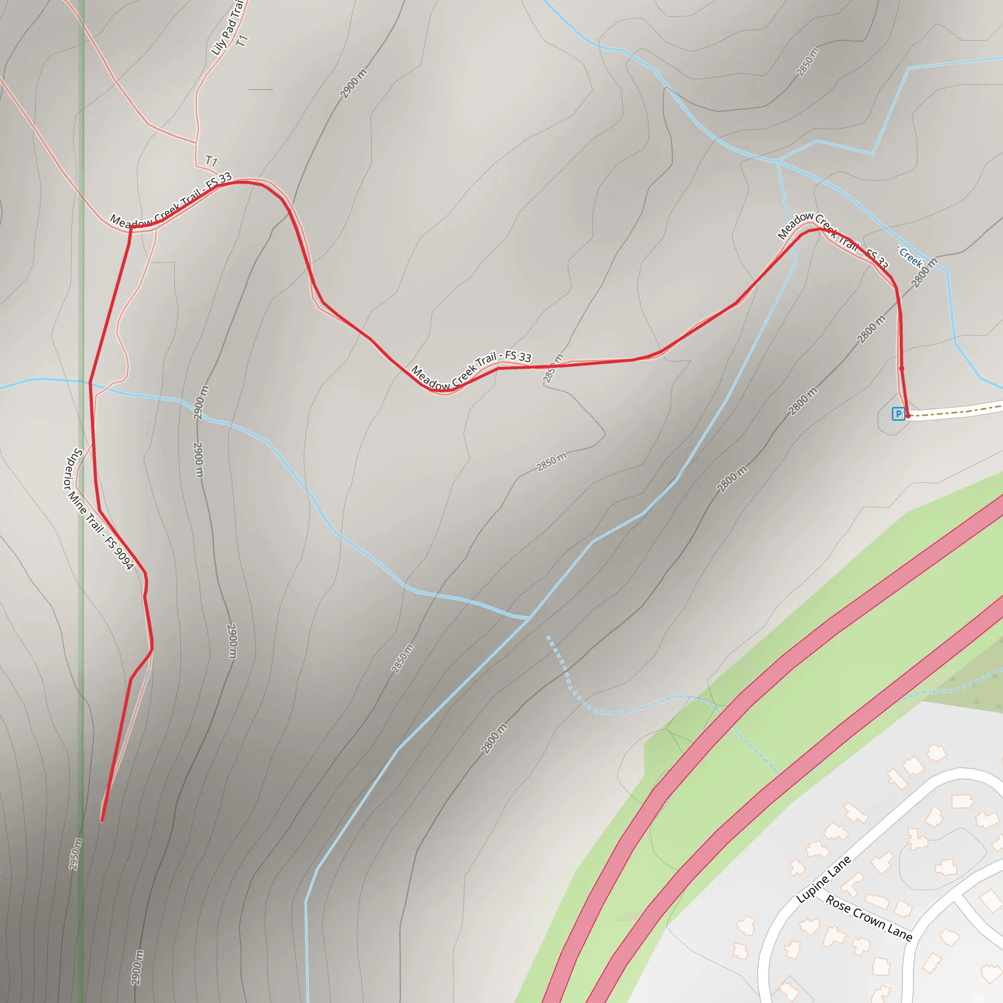 Superior Mine via Meadow Creek Trail mobile static map