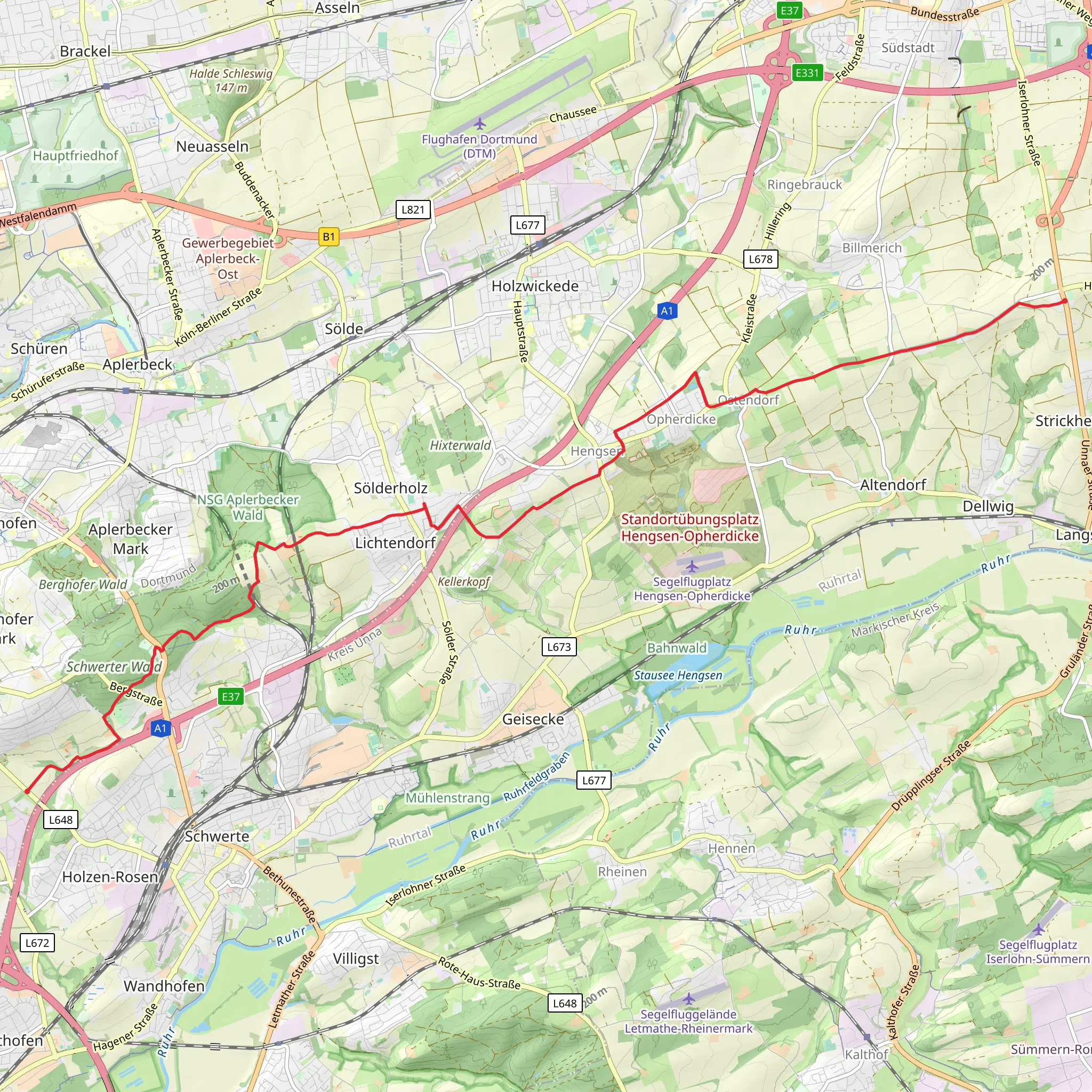 Schwerte to Strickherdicke Walk mobile static map