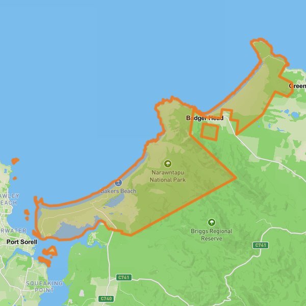 Narawntapu National Park mobile static map