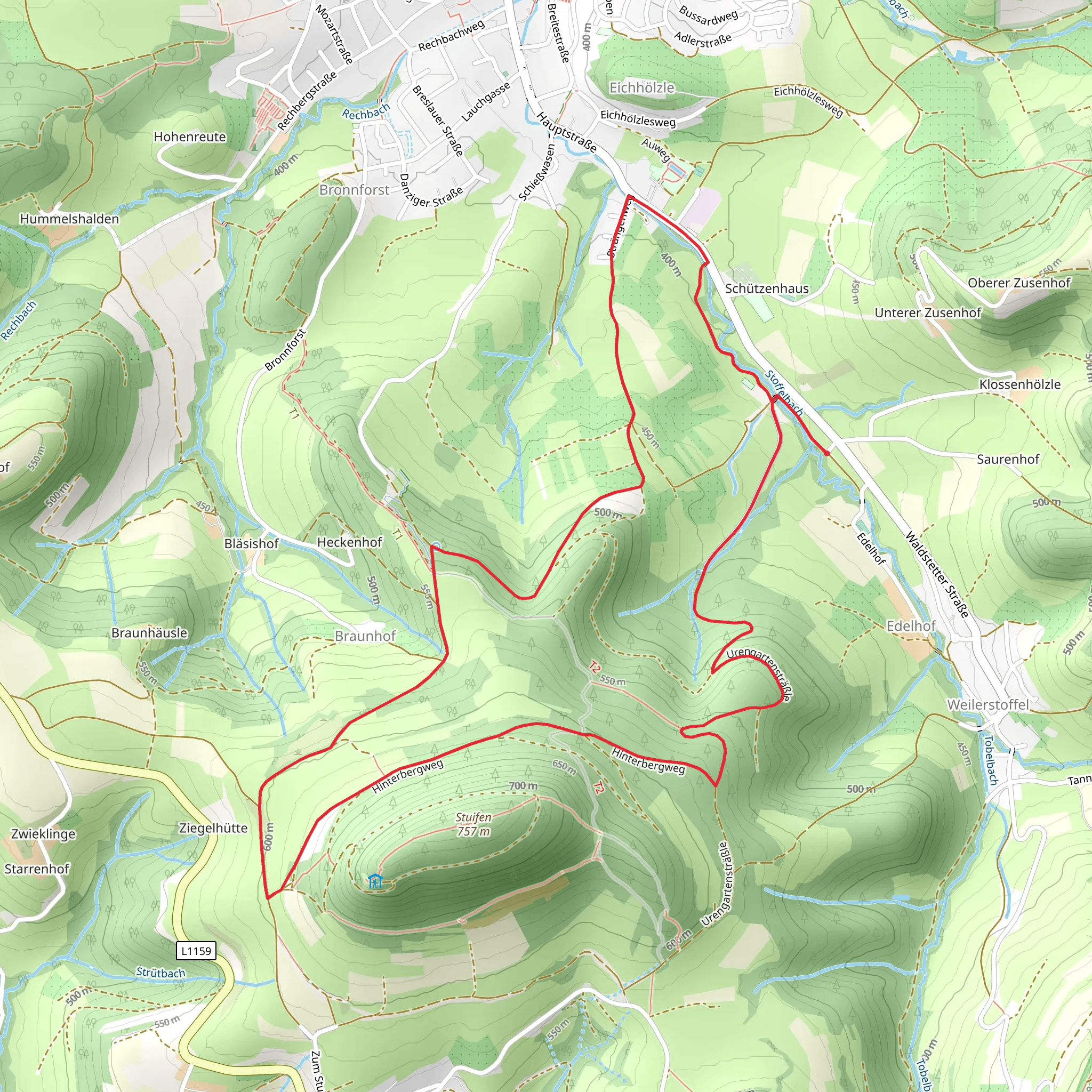 Hinterbergweg and Nordic Walking Strecke Loop mobile static map