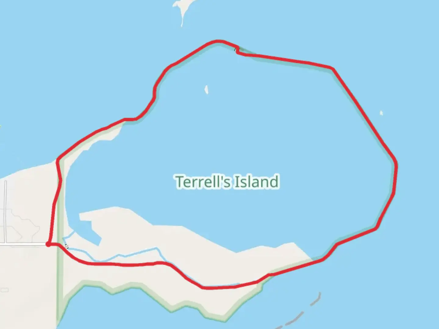 An image depicting the trail Terrell's Island Loop and its surrounding area.