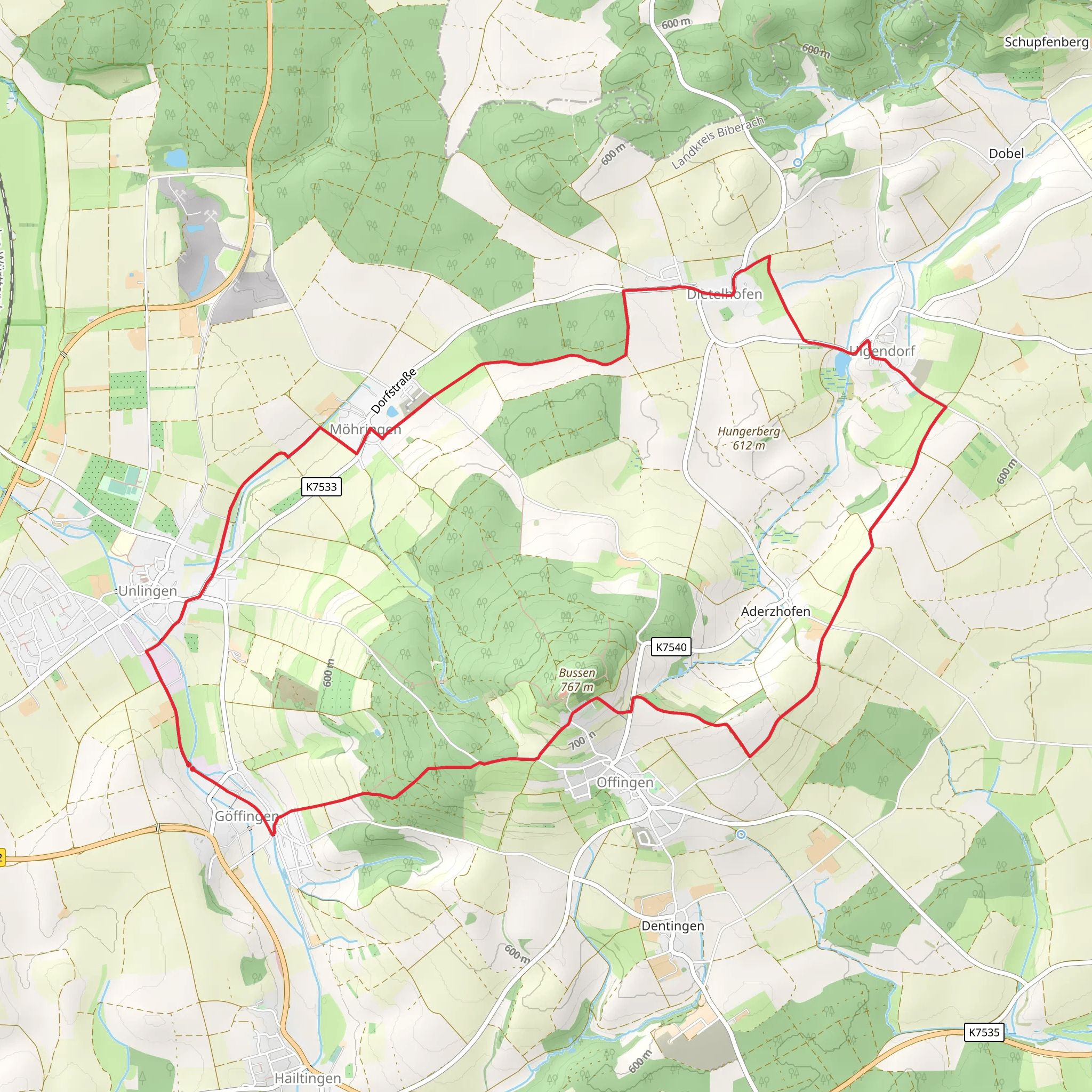 Wanderweg um den Bussen mobile static map