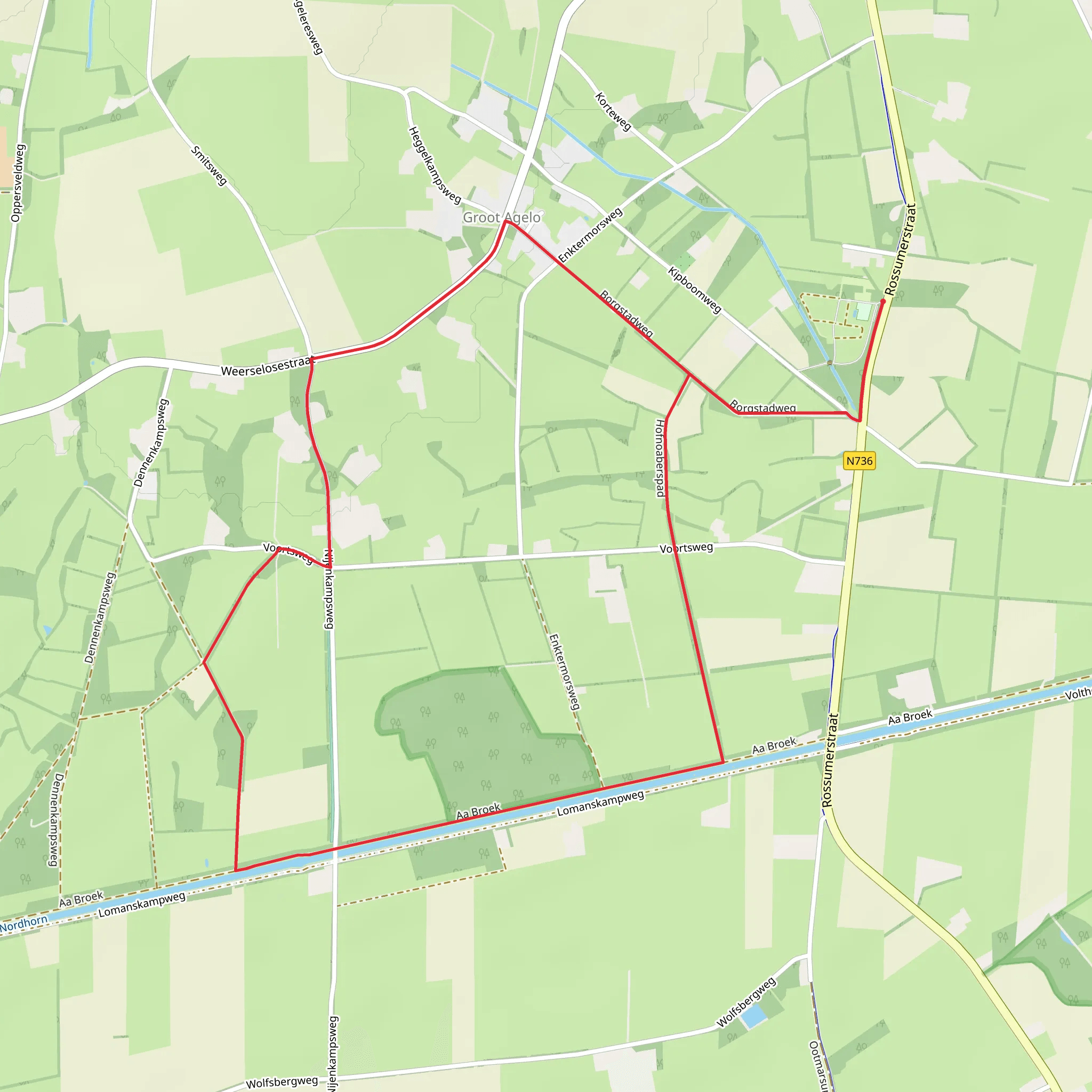 Kanaal Almelo Nordhorn via Noaberpad and Weerselosestraat mobile static map