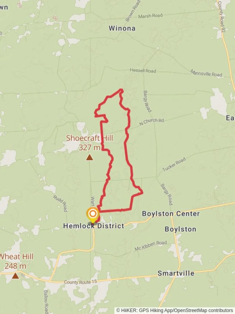 An image depicting the trail Winona Way Loop trail - Hemlock District and its surrounding area.
