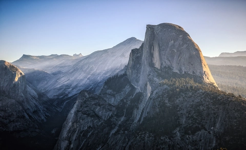 An image depicting the trail Half Dome Trail and its surrounding area.