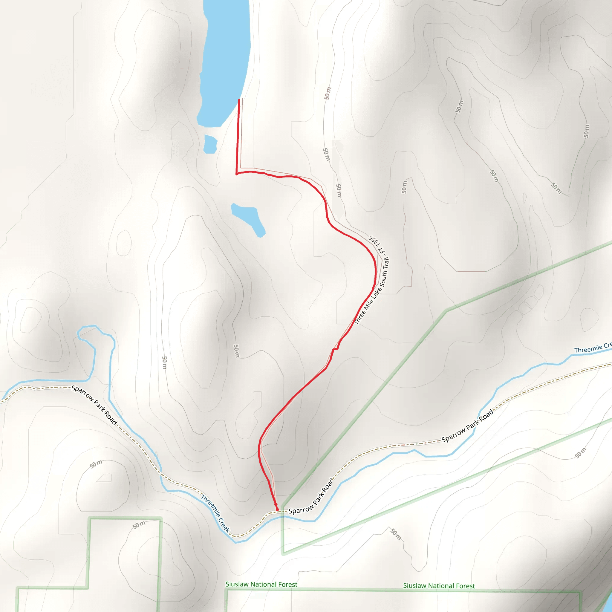 Three Mile Lake South Trail mobile static map