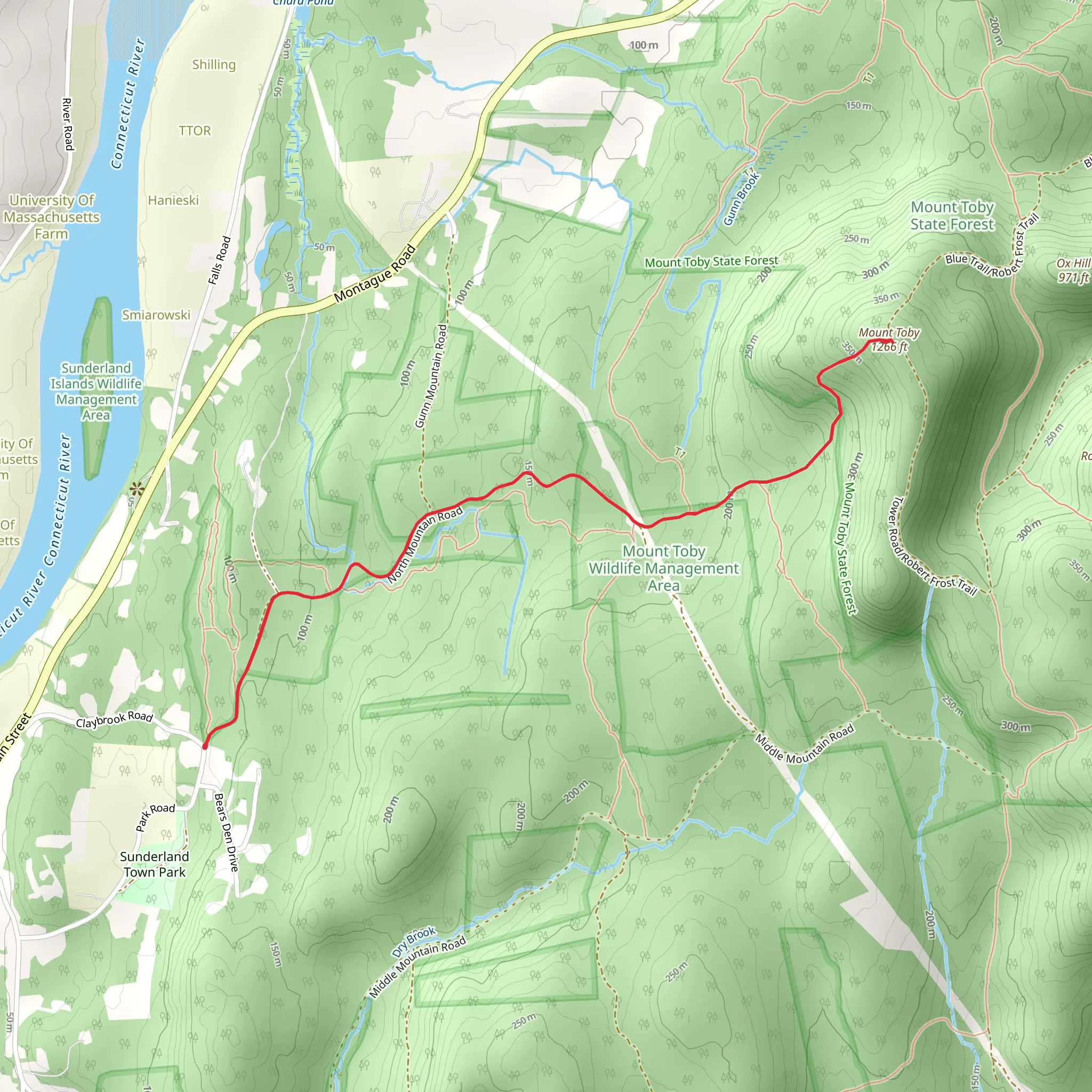 Mount Toby Trail mobile static map