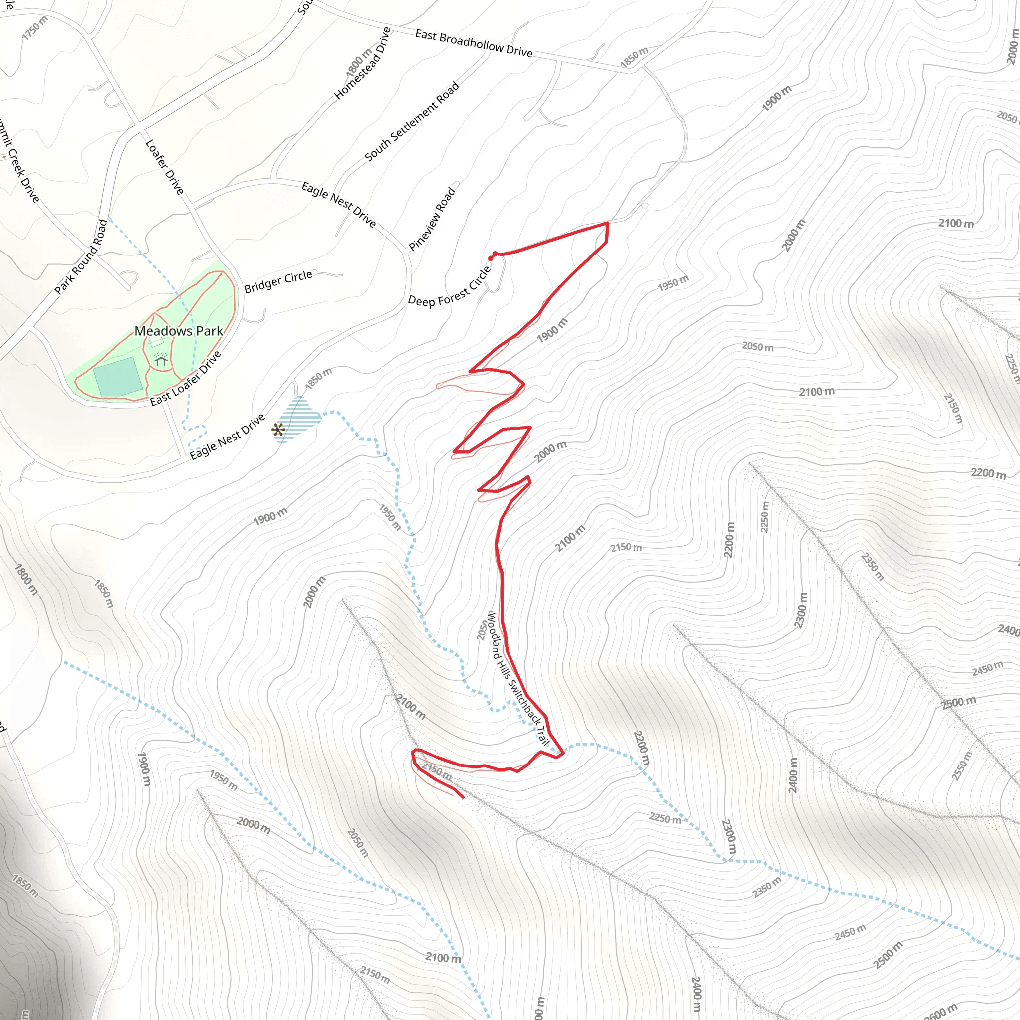 Woodland Hills Switchback Trail mobile static map